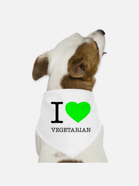 I LOVE VEGETARIAN Vegetarisch Vegetarier - Hunde-Bandana - Weiß - Vorne