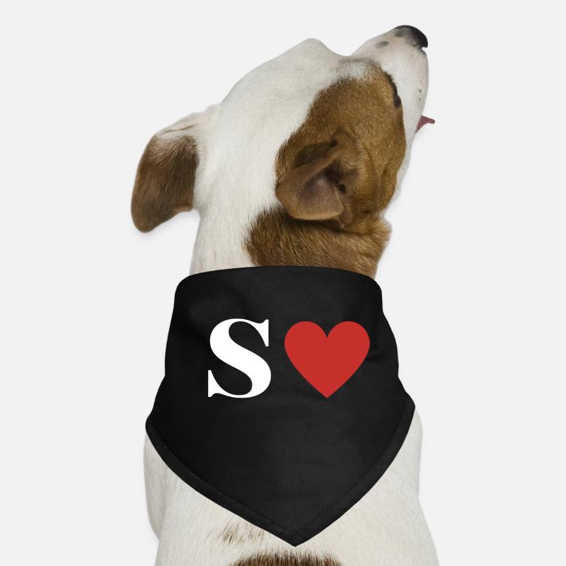 Buchstabe s rotes Herz Hunde-Bandana