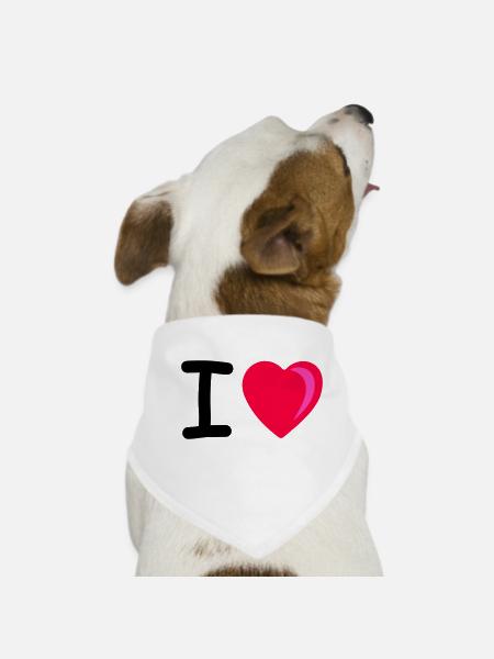 I heart - Dog Bandana - white - Front