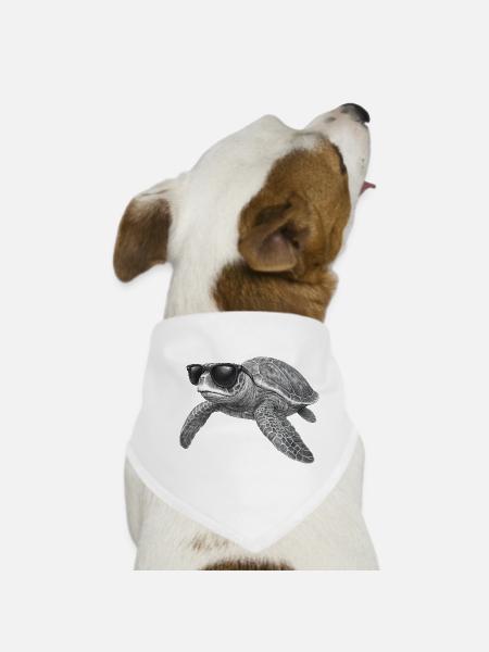 Cooler Meeresschildkröte mit Sonnenbrille - Hunde-Bandana - Weiß - Vorne
