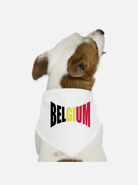 Belgique Belgique Texte Drapeau Cool Football Fan Fun - Bandana pour chien - blanc