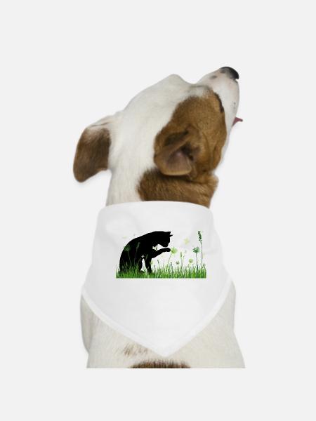 Frühlingsdesign - Katze in Blumenwiese - Hunde-Bandana - Weiß - Vorne