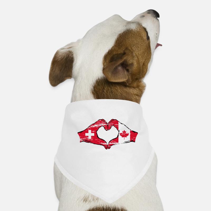 Switzerland Canada Flag Hands Heart Shape Used Dog Bandana
