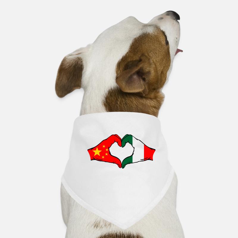 Chine Italie Drapeau Coeur Forme Bandana pour chien