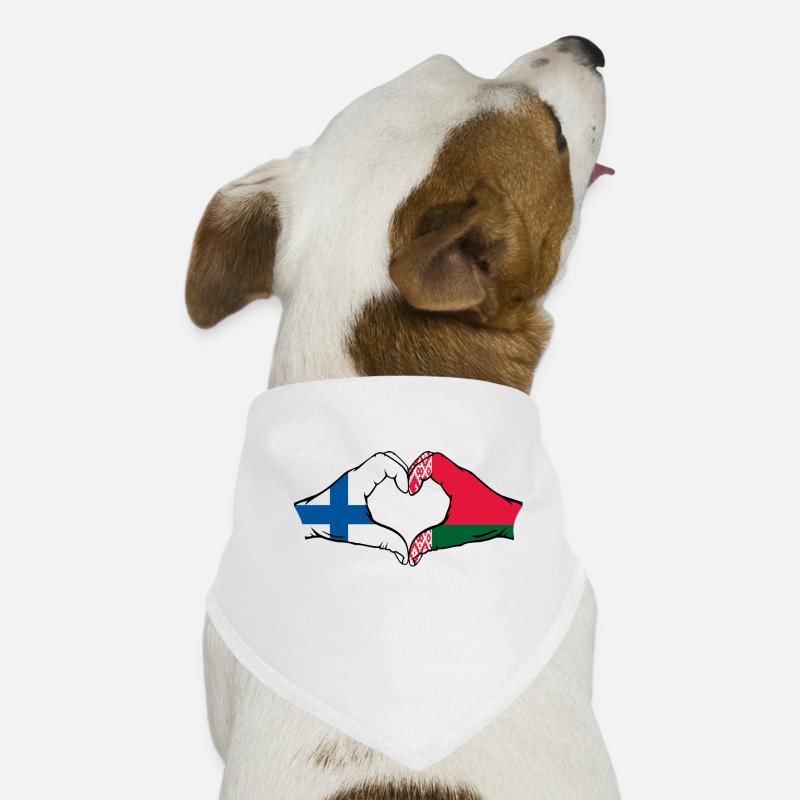 Finlande Biélorussie Drapeau Mains Coeur Forme Bandana pour chien