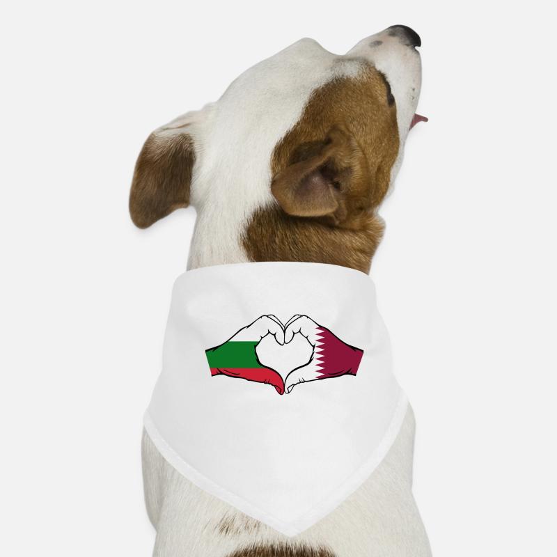 Bulgaria Qatar Flag Hands Heart Shape Dog Bandana