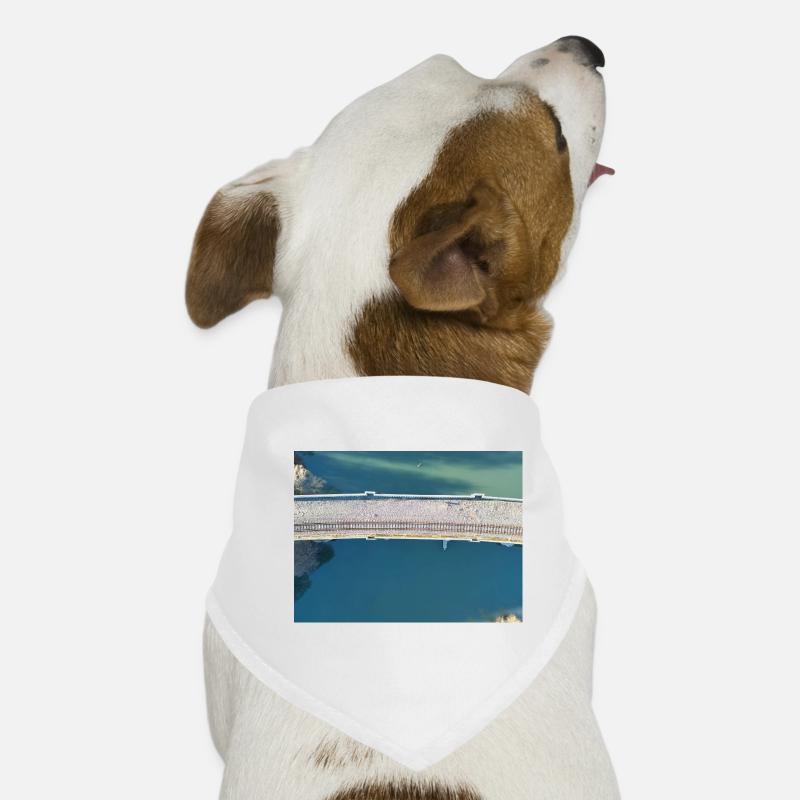 Bridge view over quiet river Viaduct Herdecke - Dog Bandana - white