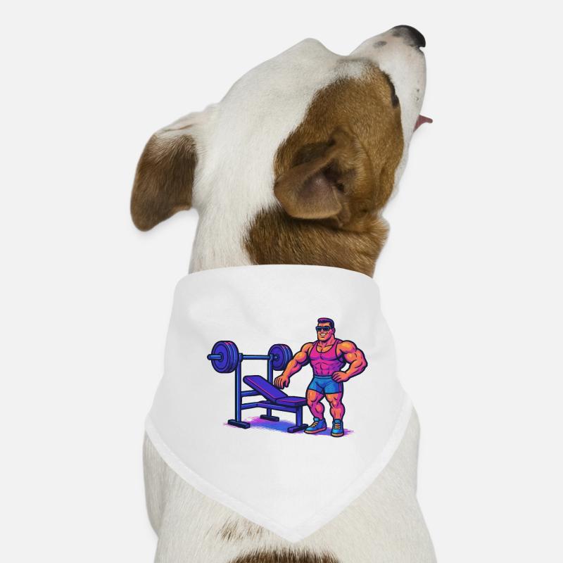 Bodybuilder Gym Comic - Hunde-Bandana - Weiß