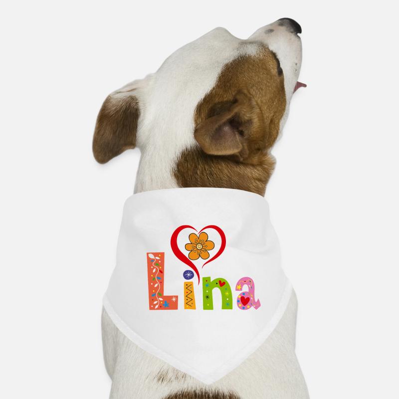 Lina Name Tee - Hunde-Bandana - Weiß