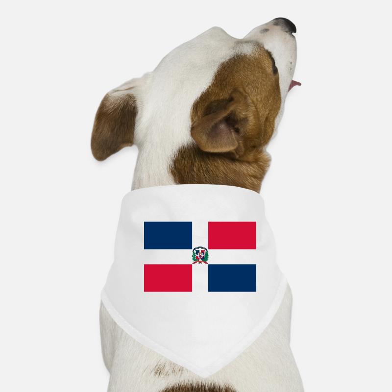 Drapeau de la République dominicaine - Bandana pour chien - blanc