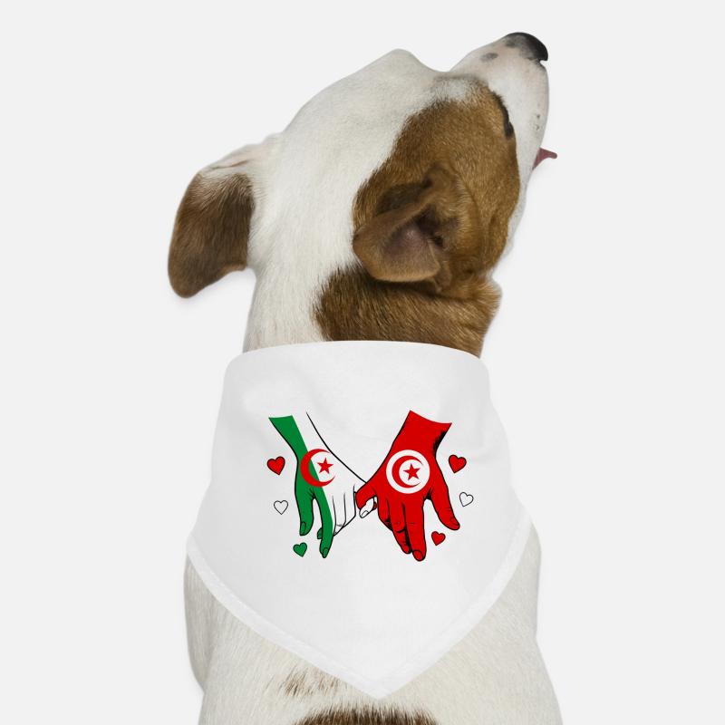 Algérie-Tunisie Drapeau main dans la main Bandana pour chien