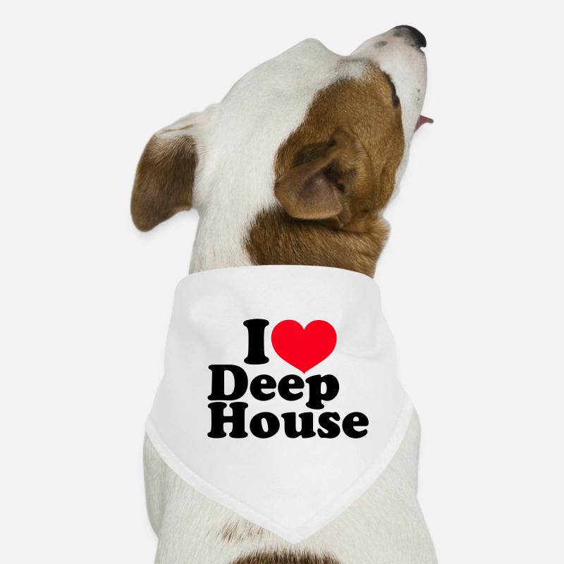 J’adore le deep house - Bandana pour chien - blanc
