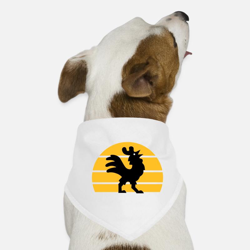 Coq chantant devant la moitié du soleil - Bandana pour chien - blanc