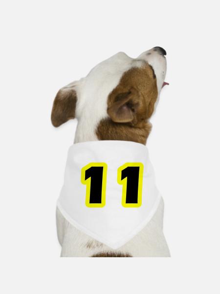 11 Number Symbol - Dog Bandana - white - Front