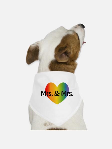 Regenbogen Mrs and Mrs 2 rainbow Herz - Hunde-Bandana - Weiß - Vorne
