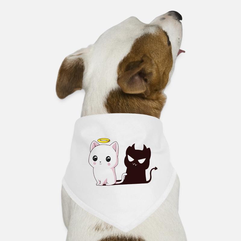 Kawaii Angel Cat with Devil Shadow Dog Bandana