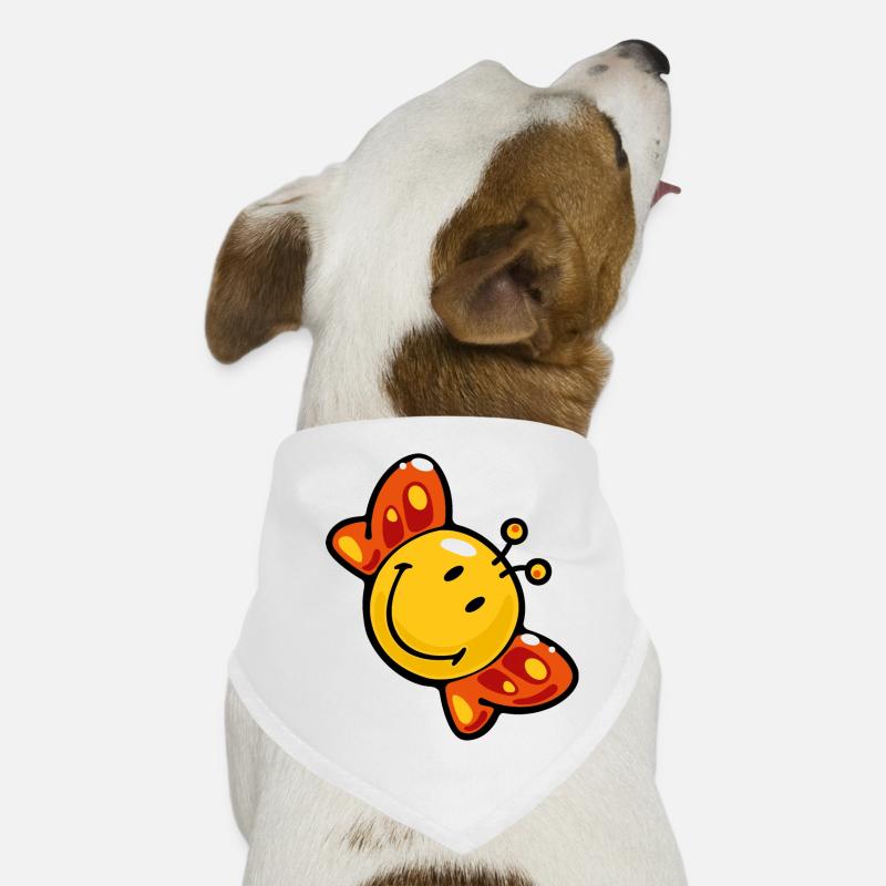 Smiley Butterfly - Hunde-Bandana - Weiß