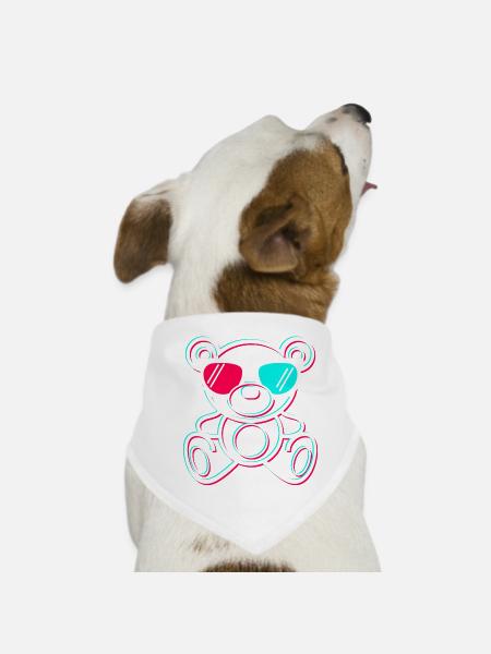 Teddy Bear Tiktok🔴🔵 - Dog Bandana - white