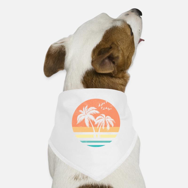 Palm Sunset Retro Circle Dog Bandana