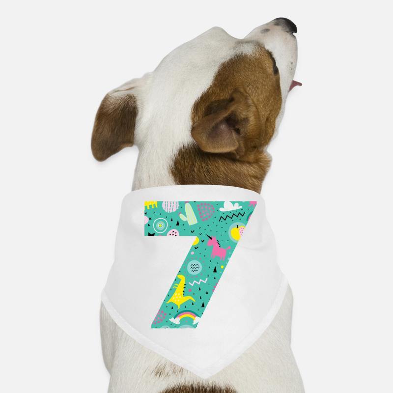 Personalisierte Geburtstagsnummer 7 - Hunde-Bandana - Weiß
