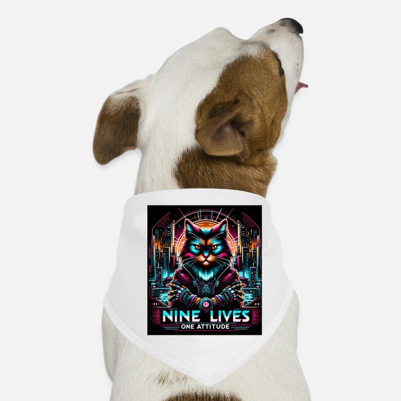 Cyberpunk Cat - Neun Leben, eine Einstellung Hunde-Bandana