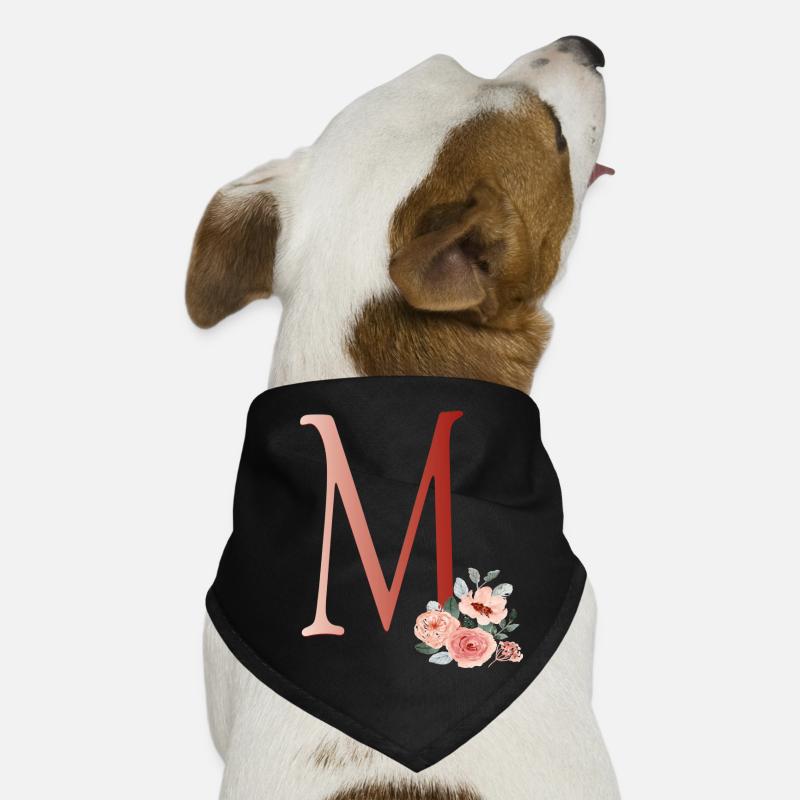 Lettre M avec des fleurs Bandana pour chien