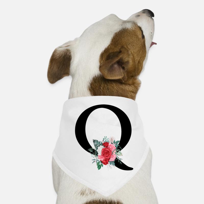 Lettre q floral rouge Bandana pour chien