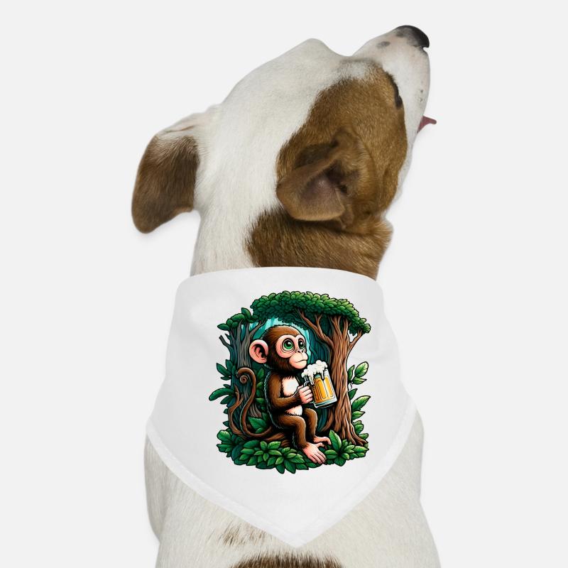 Singe Bière Décontracté - Bandana pour chien - blanc