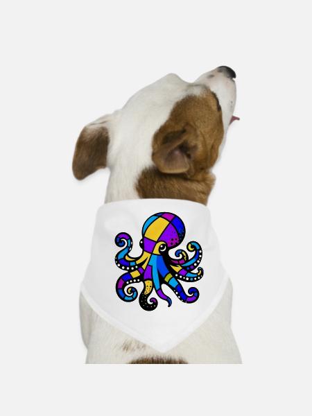 Octopus - Dog Bandana - white - Front