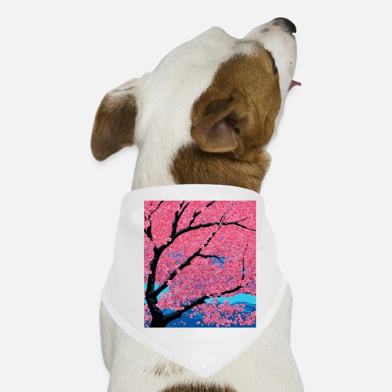 Cerisier en fleurs sur fond de montagnes Bandana pour chien