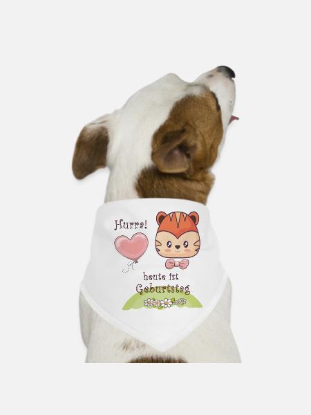 Hurra, heute ist Geburtstag Happy Birthday - Hunde-Bandana - Weiß - Vorne
