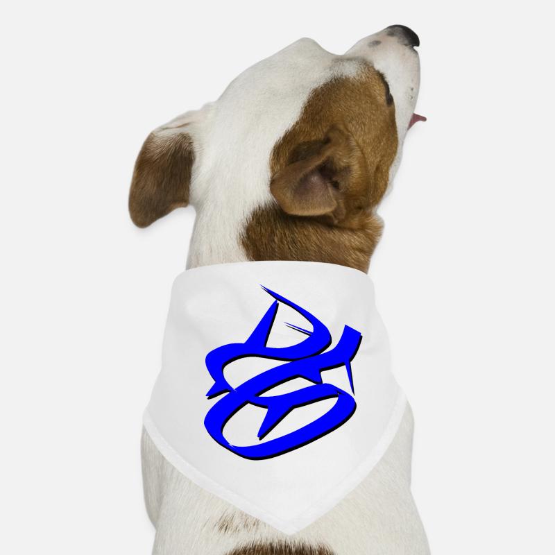 Dynamic Blue Graffiti Design - Dog Bandana - white