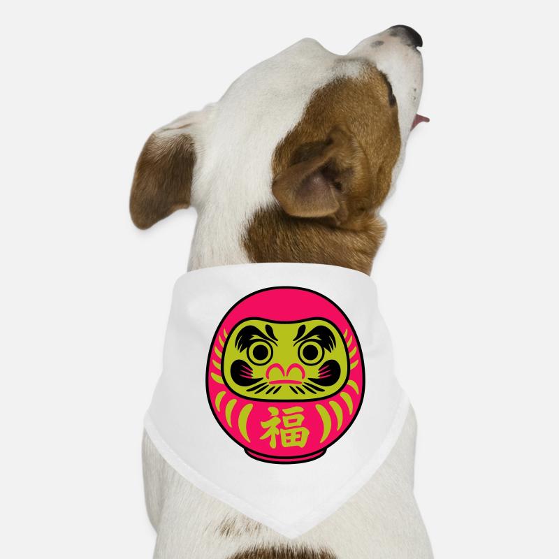 Daruma coloré avec des symboles porte-bonheur Bandana pour chien
