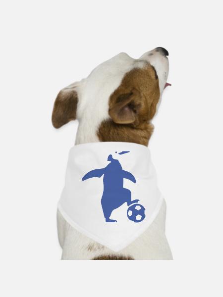 Minimalist Penguin Soccer Player Team Sport - Dog Bandana - white - Front