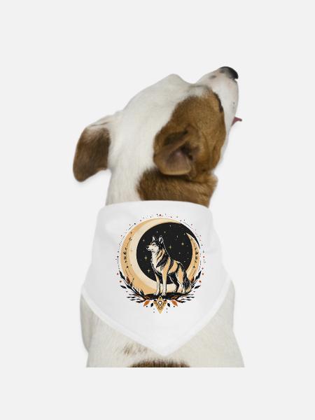 Boho Wolf - Dog Bandana - white - Front
