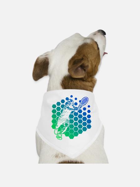 Geschenkidee für einen Tennis mit Tennis - Hunde-Bandana - Weiß - Vorne