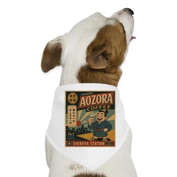 AOZORA Kaffee Shibuya Retro-Plakat - Hunde-Bandana - Weiß - Vorne