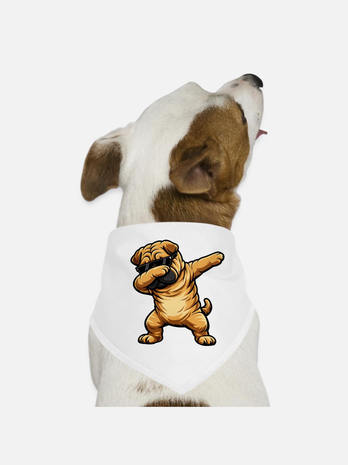 Dabbing Shar Pei - Dog Bandana - white - Front