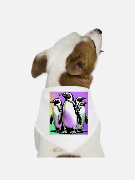Penguin Penguins - Dog Bandana - white - Front