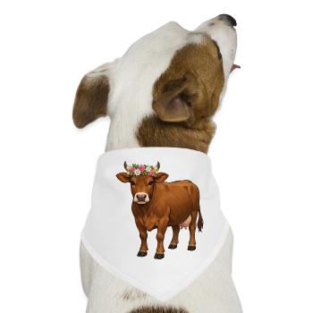 Braune Kuh - Hunde-Bandana - Weiß - Vorne