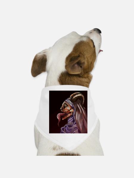Crâne Cornu spectral en Lin - Bandana pour chien - blanc - Devant