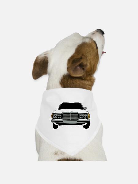 MB W123 Youngtimer Oldtimer,70er,80er (25) - Hunde-Bandana - Weiß - Vorne