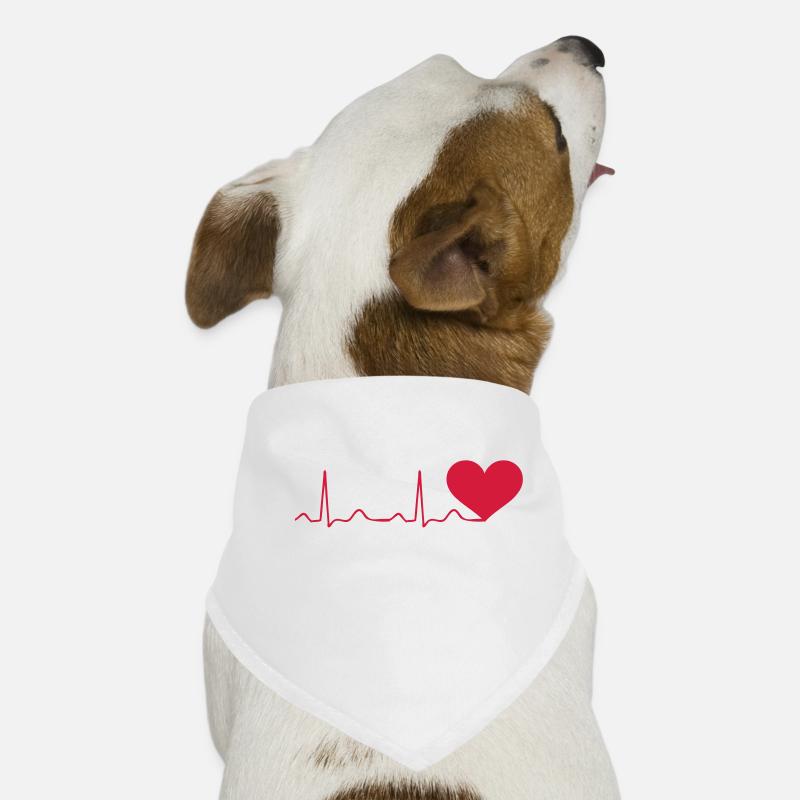 Herzschlag - Hunde-Bandana - Weiß
