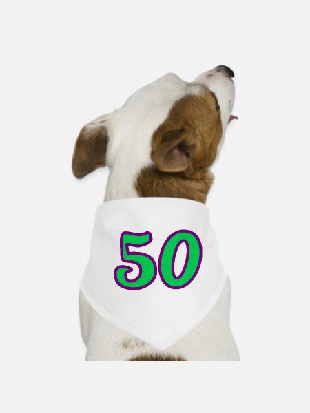 50. 50 ANS. 50e ANNIVERSAIRE. ANNIVERSAIRE 50 ANS. - Bandana pour chien - blanc - Devant