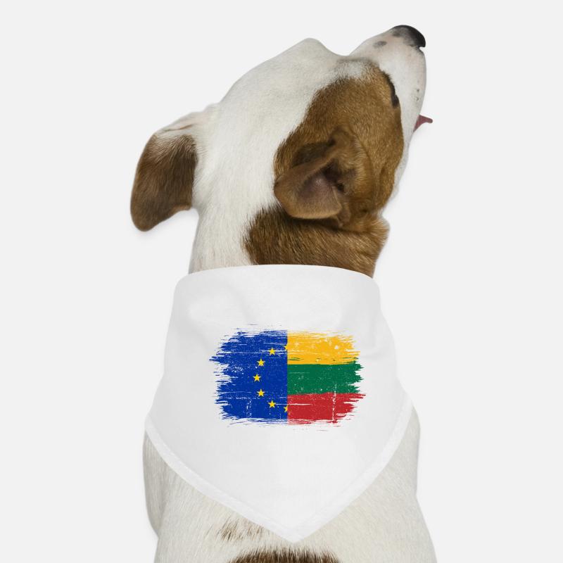 Mélange de drapeaux de l’UE et de la Lituanie Bandana pour chien