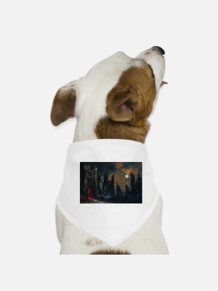 Poster Illustration Medieval Landscape in Ruins - Dog Bandana - white - Front