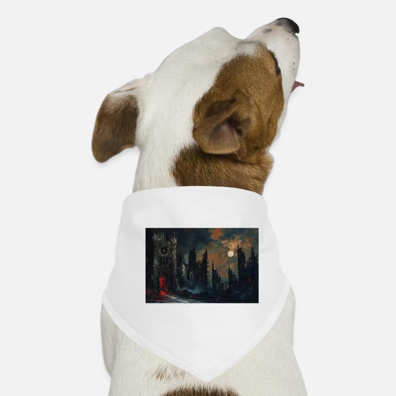 Poster Illustration Mittelalterliche Landschaft in Ruinen Hunde-Bandana