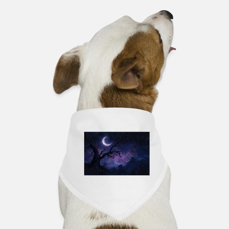 Night Landscape Illustration Poster Dog Bandana