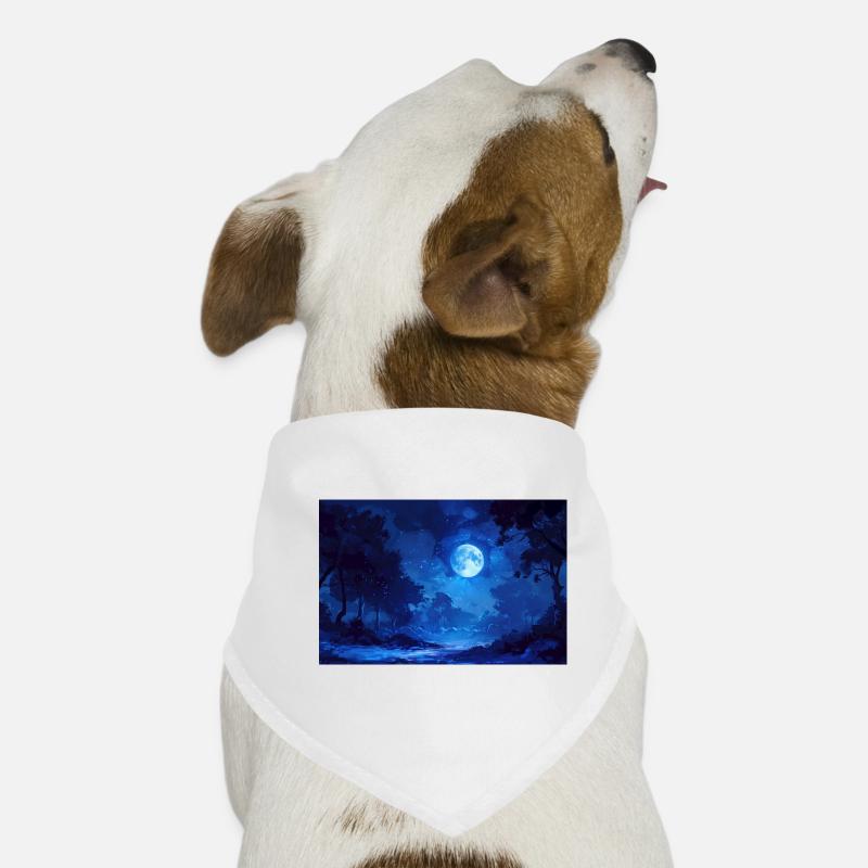 Night Landscape Illustration Poster Dog Bandana