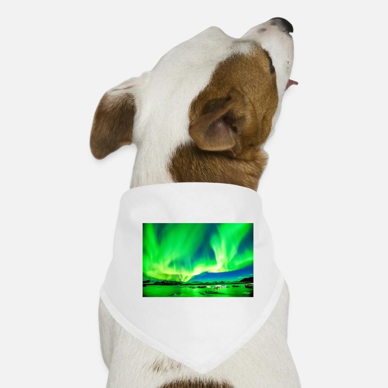 Northern Lights Green over Iceland Dog Bandana